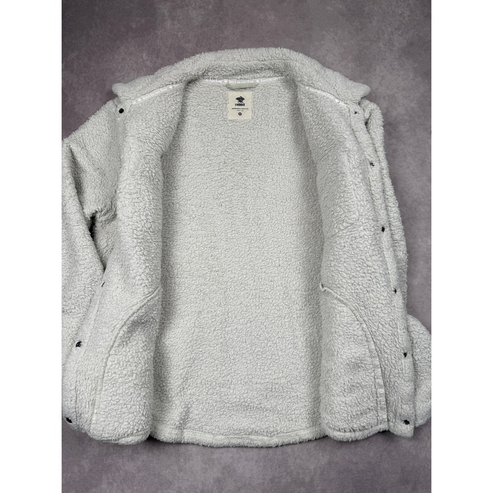 Rabbit Sherpa Fleece Shirt Jacket Cream Off White Cozy Casual Winter Women M‎ - Picture 4 of 16